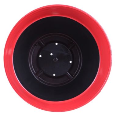 Garden Elements Glazed Brushed Happy Large Plastic Planter, Bright Red, 15 Inch. View a larger version of this product image.