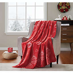 Kate Aurora Holiday Living Red Christmas Ornaments Plush Accent Throw Blanket - 50 in. W x 60 in. L