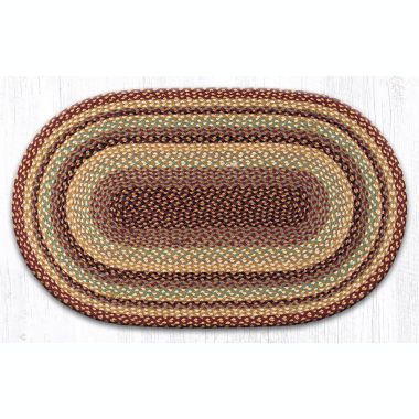 Earth Rugs C-357 Burgundy / Gray / Cream Oval Braided Rug 27 x 45 inch. View a larger version of this product image.