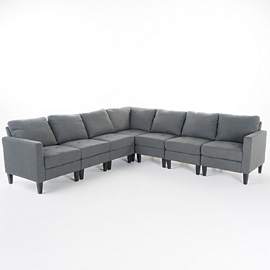 Contemporary Home Living 7-Piece Charcoal Gray Contemporary Tufted Sectional Couch Sofa Set 35.5". View a larger version of this product image.