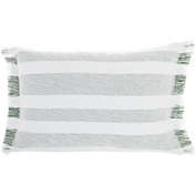 HomeRoots Home Decor. Green and White Stripes Lumbar Throw Pillow.