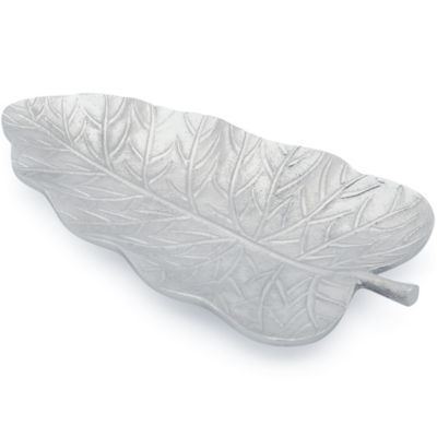 K&K Interiors 41355B 8.75 Inch Square Polished Silver Tray with Birds and Oak Leaves 
