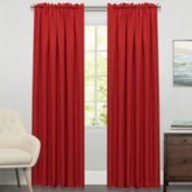 Sweet Home Collection   Ribcord Tailored Window Curtain Treatment Single Panel, 84" Long, Red