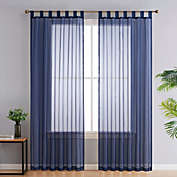 THD Sheer Tab Top Curtain Panels - Navy Blue, Set of 2