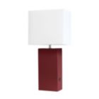 Alternate image 0 for Lalia Home Lexington 21" Leather Base Modern Home Décor Bedside Table Lamp with USB Charging Port with White Rectangular Fabric Shade