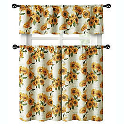 Kate Aurora Country Farmhouse Sunflower Garden Complete Kitchen Curtain Tier & Valance Set - 56 in. W x 14 in. L, Multi