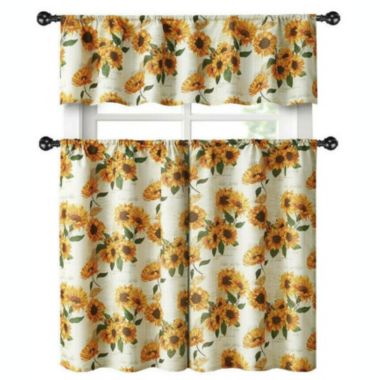 Kate Aurora Country Farmhouse Sunflower Garden Complete Kitchen Curtain Tier & Valance Set - 56 in. W x 14 in. L, Multi. View a larger version of this product image.