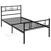 Slickblue Twin Size Metal Bed Frame with Headboard and Footboard