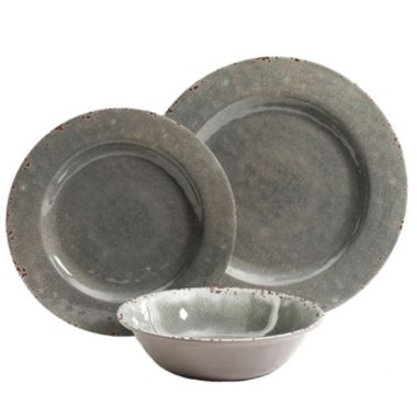 Studio California Mauna 12 Piece Dinnerware Set in Gray Crackle Look Decal. View a larger version of this product image.