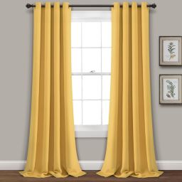 Lush Décor Insulated Grommet Blackout Curtain Panels Yellow Pair 52X84 Set