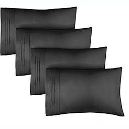 CGK Unlimited Pillowcase Set of 4 Soft Double Brushed Microfiber - King - Black