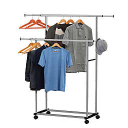 Kitcheniva Portable Rolling Clothes Rack Double Hanging Garment
