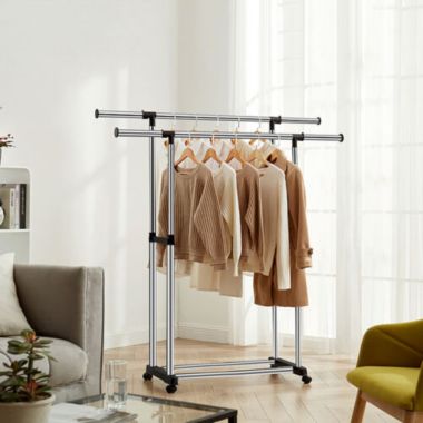 Kitcheniva Portable Rolling Clothes Rack Double Hanging Garment. View a larger version of this product image.