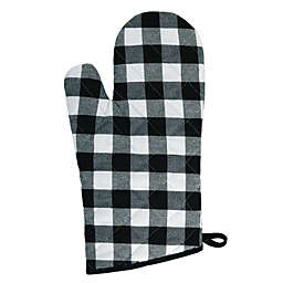 Kate Aurora 2 Pack Gingham Plaid Checkered Gingham Country Farmhouse Oven Mitts - 17 in. W x 17 in. L, Black/White