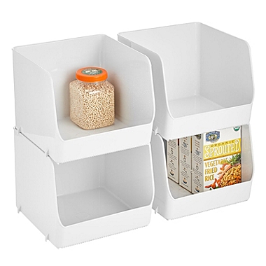mDesign Stackable Plastic Food Storage Bin, Open Front. View a larger version of this product image.