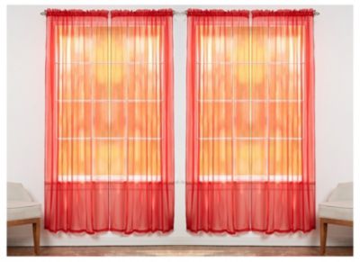 J&V TEXTILES Solid Sheer Window Curtain Panels- Set of 4