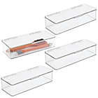 Alternate image 2 for mDesign Long Kitchen Pantry/Fridge Storage Box with Hinged Lid, 4 Pack, Clear