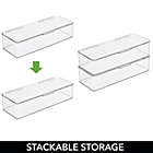 Alternate image 3 for mDesign Long Kitchen Pantry/Fridge Storage Box with Hinged Lid, 4 Pack, Clear