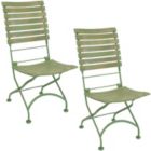 Alternate image 0 for Sunnydaze Indoor/Outdoor Patio or Dining Café Couleur European Chestnut Wooden Folding Bistro Chair - Green - 2pk