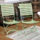 Alternate image 2 for Sunnydaze Indoor/Outdoor Patio or Dining Café Couleur European Chestnut Wooden Folding Bistro Chair - Green - 2pk