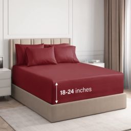 CGK Unlimited 6 Piece Extra Deep Pocket Microfiber Sheet Set - Full - Burgundy