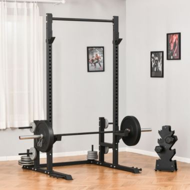 Soozier Power Rack Tower Exercise Workout Station Squat Rack w/ Pull Up Bar & Horizontal Bar Weightlifting Strength Training. View a larger version of this product image.