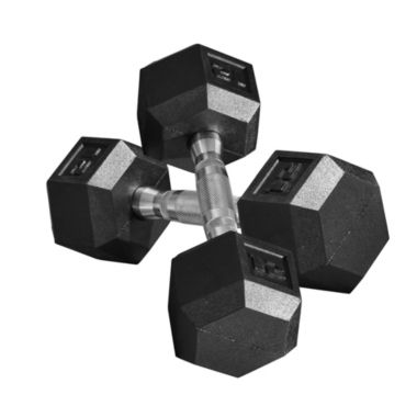 Soozier Hex Rubber Free Weight Dumbbells, 12 Lbs. Set of 2, Lift Weights for Strength Training, Black. View a larger version of this product image.