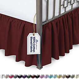 SHOPBEDDING Ruffled Bed Skirt with Split Corners - Twin XL, Burgundy, 18 Inch Drop Cotton Blend Dorm Size, Bedskirt (Available in 14 Colors) - Blissford Dust Ruffle.