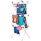 Alternate image 2 for mDesign Tall Metal Foldable Laundry Clothes Drying Rack Stand - White/Gray