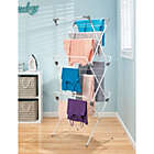 Alternate image 3 for mDesign Tall Metal Foldable Laundry Clothes Drying Rack Stand - White/Gray