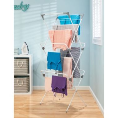 mDesign Tall Metal Foldable Laundry Clothes Drying Rack Stand. View a larger version of this product image.