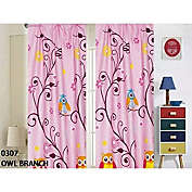 Sapphire Home 4 Piece Set Owl Design Print Window Curtain for Girls Kids
