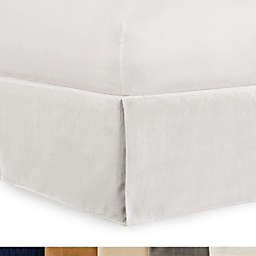 SHOPBEDDING Tailored Velvet Bed Skirt with Split Corner 21 inch Drop-Twin, Eggshell White Modern Dust Ruffle, High-End