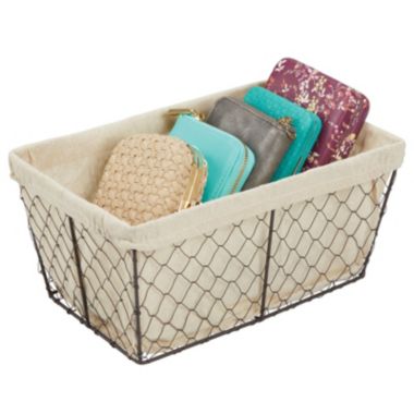 mDesign Medium Chicken Wire Storage Basket, Fabric Liner. View a larger version of this product image.