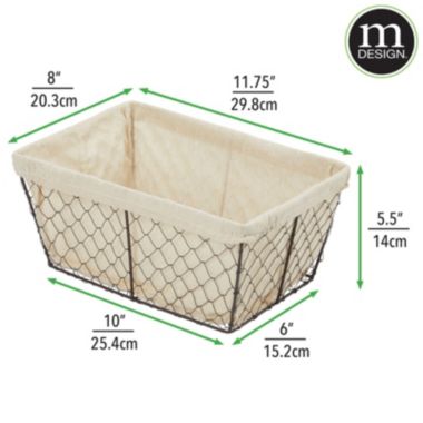 mDesign Medium Chicken Wire Storage Basket, Fabric Liner. View a larger version of this product image.