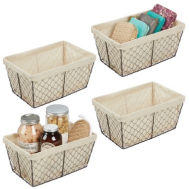 mDesign Medium Chicken Wire Storage Basket, Fabric Liner. View a larger version of this product image.