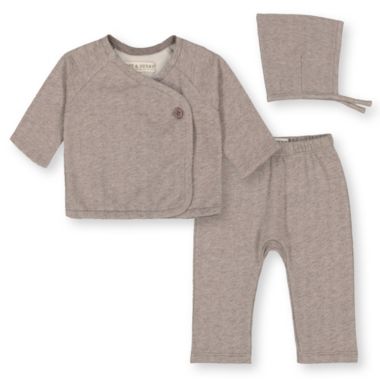 Hope & Henry Baby Fleece Sweater, and Bonnet Set (Light Taupe Herringbone Fleece Set, 3-6 Months) | buybuy BABY