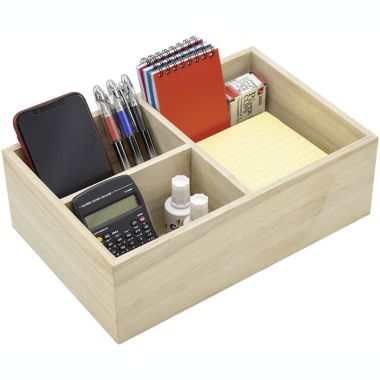 Stock Preferred Desk Organizer Tray, Rustic Unfinished Wood Office Organization. View a larger version of this product image.