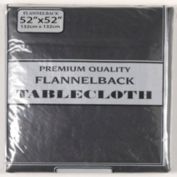 Carnation Home Fashions Vinyl Tablecloth with Polyester Flannel Backing - Black 52x52"