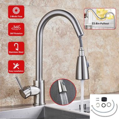 Eggracks By Global Phoenix Kitchen Faucets Single Handle Kitchen Sink Faucet Brushed Nickel. View a larger version of this product image.