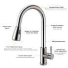Alternate image 2 for Eggracks By Global Phoenix Kitchen Faucets Single Handle Kitchen Sink Faucet Brushed Nickel