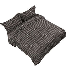 PiccoCasa 3 Pcs Geometric Modern Pattern Duvet Comforter Set With 2 Pillow Shams, Queen