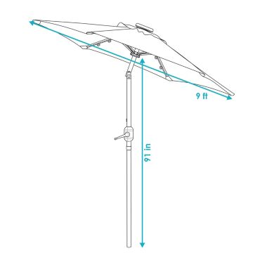 Sunnydaze Outdoor Aluminum Patio Umbrella with Solar LED Lights, Tilt, and Crank - 9&#39; - Awning Stripe. View a larger version of this product image.