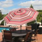 Alternate image 3 for Sunnydaze Outdoor Aluminum Patio Umbrella with Solar LED Lights, Tilt, and Crank - 9&#39; - Awning Stripe