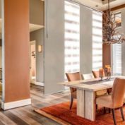 Hermosa Home Decorative Gossamer Breeze/Sandy Wheat 4-Panel Adjustable Sliding Single Rail Track With 23.5" Panels, Extendable 48"-88"W X 94"L