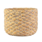 Urban Trends Collection Terracotta Round Pot with Thick Basket Weave Design Body Washed Finish Amber