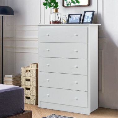 Hivago Functional Storage Organized Dresser with 5 Drawer-White. View a larger version of this product image.