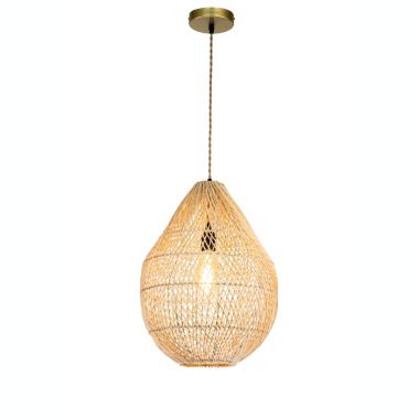 ELE Light & Decor Hailey 1-Light Tan Pendant Design Pendant Light with Rattan Shade. View a larger version of this product image.