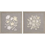 Great Art Now Flower Bunch on Linen by Bluebird Barn 13-Inch x 13-Inch Framed Wall Art (Set of 2)