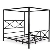 Best Choice Products 4-Post Queen Size Metal Canopy Bed w/ Mattress Support in Black